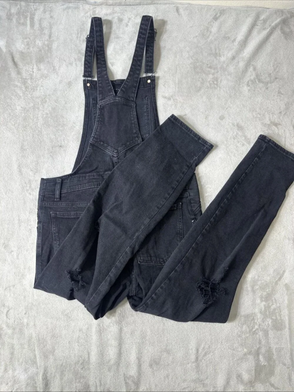 Old Navy Maternity Black Denim Overalls Size 10 Long Straight Leg Adjustable - Picture 6 of 8